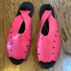 New pink leather slides